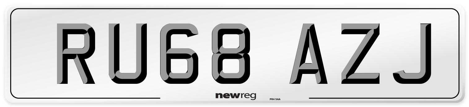 RU68 AZJ Number Plate from New Reg